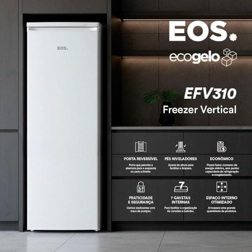 Freezer Vertical Eos 220 Litros Ecogelo Branco Efv310 220v