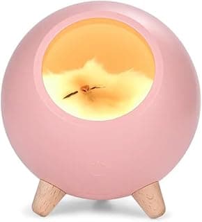 Luminária de Mesa Gatinho LED, Luminária Fofa, Carregamento USB, Lâmpada Noturna LED para Quarto Iluminação Ambiente (Rosa)