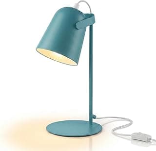 Luminária de mesa moderna verde com design elegante em metal para quarto, escritório ou cabeceira.