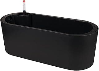 Vaso jardineira Mor preto 42 cm com suporte para irrigação