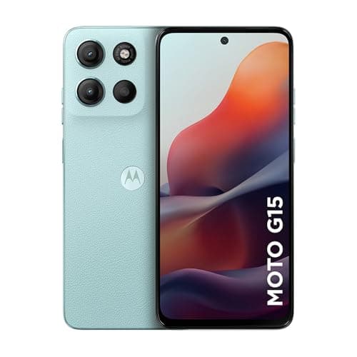 Smartphone Motorola Moto g15-128GB 12GB (4GB RAM+8GB Ram Boost) e Camera 50MP com AI e Night Vision Bateria de 5200 mAh Tela FHD+ 6.7" com Superbrilho NFC - Azul Claro