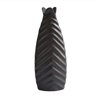 Vaso decorativo de cerâmica preto com textura em relevo para plantas