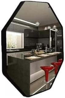 Espelho octogonal decorativo preto para cozinha moderna com reflexo