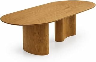 Mesa de Jantar Orgânica com Acabamento em Laminado de Madeira Natural Design Oval Moderno