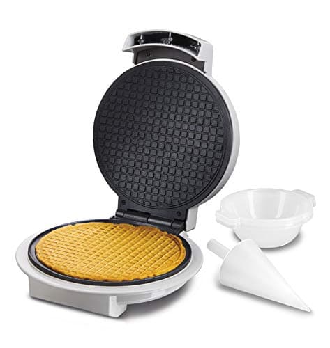 Proctor Silex Waffle Cone e Ice Cream Bowl Maker com Browning Control, Shaper Roller and Cup Press, 19 cm Antiaderentes, Branco (26410)