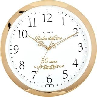 Relógio de parede Herweg Bodas de Ouro 35 cm musical dourado