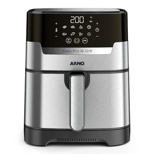Fritadeira sem Óleo e Grill Arno Airfryer & Grill Expert Digital 4,2L UFE2, 1620W, Inox e Preta, 8 Programas, 2 em 1 para Fritar e Grelhar, 110V