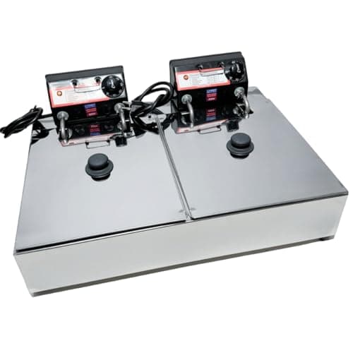 Fritadeira Elétrica Industrial 2 Cubas 10L com Tampa - Eficiência e Praticidade para Diversos Ambientes (110v)