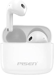 Fone de ouvido sem fio branco P1 Plus Bluetooth 5.4 em estojo de carregamento