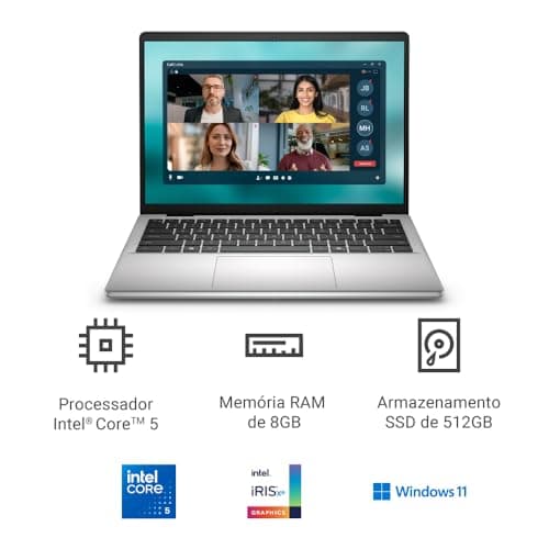 Notebook Dell 14 polegadas FHD+ em fundo branco aberto