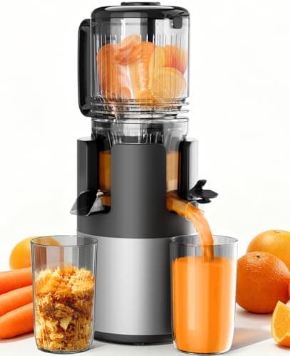 Máquinas de espremedor a frio, alta retenção de nutrientes, 99% de rendimento de suco, calha de alimentação de 13,5 cm de largura para frutas e vegetais inteiros, espremedor silencioso de mastigação