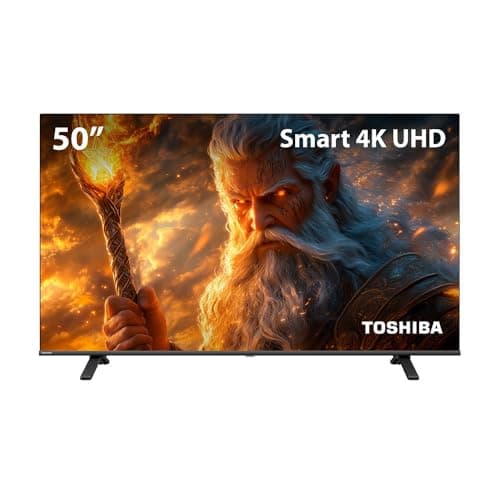 Smart TV DLED 50 polegadas 4K Toshiba com imagem de personagem místico