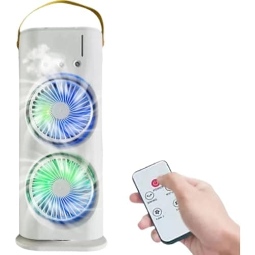 Mini Portátil Climatizador Camada Ventilador Dupla Umidificador Hélice Giratório