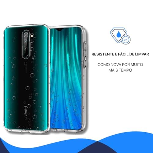 Capa antichoque transparente para Redmi Note 8 Pro, resistente à água, fácil de limpar.
