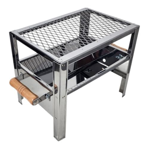 Churrasqueira Aço Inox Mini Grill Pesca Camping + Grelha portátil com grelha removível