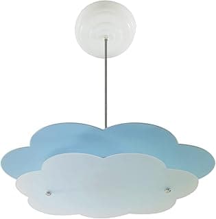 Luminária pendente em forma de nuvem azul e branca para quarto infantil