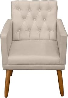 Poltrona Decorativa Capitonê para Sala Recepção Escritório (Bege)
