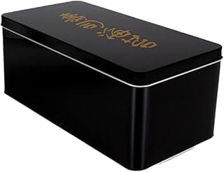 Caixa preta de aço inox para alga marinha Nori Box com inscrições douradas.