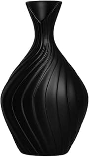 Vaso decorativo de mesa preto fosco com textura ondulada, elegante e moderno.