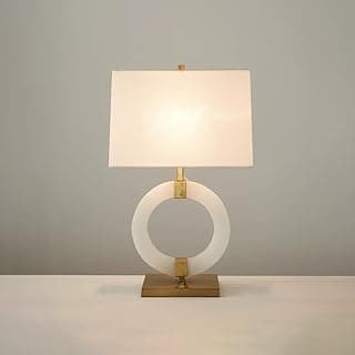 Lâmpada de mesa esférica moderna branca com base dourada