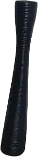 Vaso de chão alto preto com detalhes em relevo, ideal para decoração de interiores.