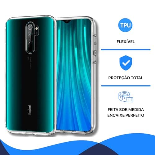Capa transparente antichoque para Xiaomi Redmi Note 8 Pro, verde e azul