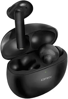 Fone de ouvido intra-auricular C3Tech EP-TWS-60BK preto com logotipo visível