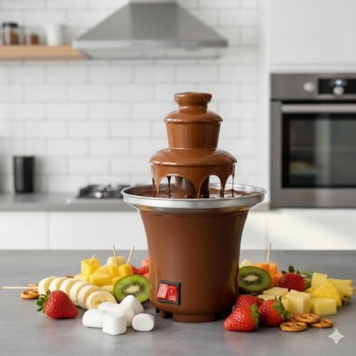 Fonte de Chocolate Elétrica Cascata 3 Andares com Frutas e Marshmallows
