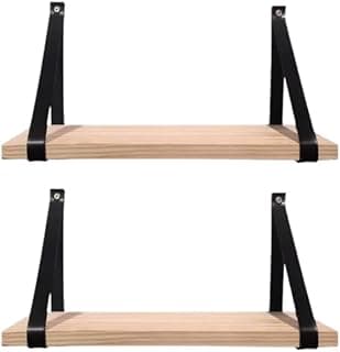 Kit 2 Prateleiras de Madeira Com Alça – Preta 40x20cm Suspensa Decorativa Para Casa Quarto Sala