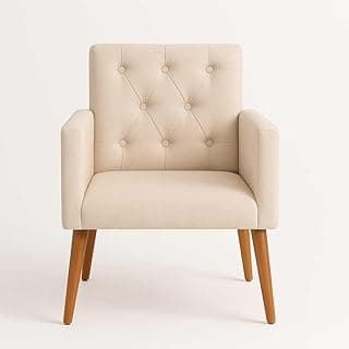 Poltrona Capitonê em Suede - Estilo Retrô com Pés de Palito, Elegante para Sala ou Quarto (bege)