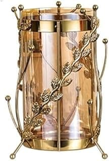 Vaso decorativo de metal dourado com design floral em relevo