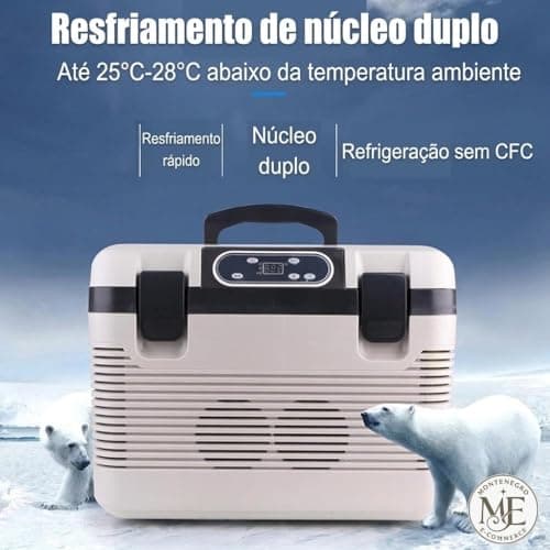 Geladeira Portátil 19L Mini Cooler 12V/220V – Frigobar Multiuso para Casa, Carro e Barco com Função Aquecer e Resfriar, Compacta e Silenciosa