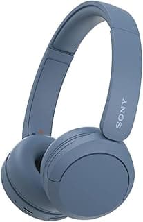 Headset Sony WH-CH520 Bluetooth com microfone, cor azul, frente