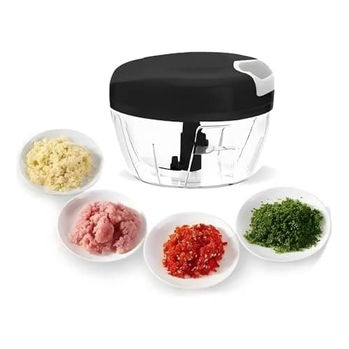 Processador manual de alimentos 500ml com lâminas triplas em aço inox para picar, cortar, triturar e misturar
