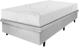 Bartira Viena Colchão Solteiro Viscoelástico com Base Box Baú MGA Lift, Branco, 88x188x20cm, D33+D40, Suporta até 130kg