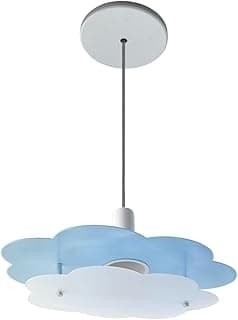 Luminária pendente infantil em forma de nuvem azul bebê com detalhes em branco
