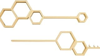 Kit Prateleiras Decorativas Colmeia + 3 Prateleiras Flutuantes com Suporte Invisível – Estilo Moderno para Sala e Quarto