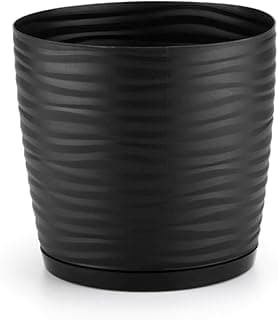 Vaso Redondo para Plantas 3,5 Litros com Relevos e Prato Anti Dengue Dasplast | Vaso para Jardim, Varanda e Área Interna | Ideal para Flores, Suculentas e Ornamentais | Plástico | Produto Sustentável