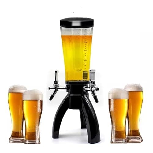 Torre de chopp e cerveja com 3 torneiras, 3 litros, base preta, para festas