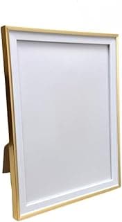 Porta-retrato duplo branco com moldura dourada e preta para decoração de sala e escritório