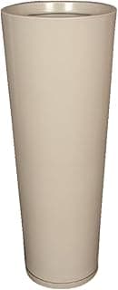 Vaso de planta decorativo em polietileno bege liso, grande, coluna moderna para casa e jardim