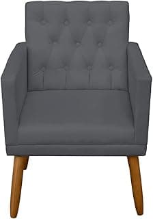 Poltrona Decorativa Capitonê para Sala Recepção Escritório (Cinza)