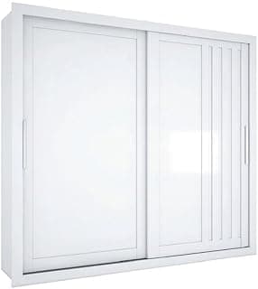 Guarda-roupa branco com duas portas de correr e quatro gavetas Vitta Zanzini