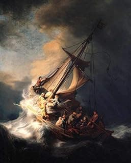 Pintura de Rembrandt, Cristo na Tempestade do Mar da Galiléia, tela canvas 75x93