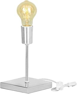 Luminária de mesa vintage com acabamento escovado e lâmpada estilo bulbo