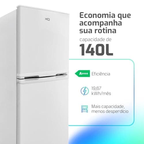 Geladeira Refrigerador Compacto HQ 140L Duplex Defrost, Baixo Consumo A+++ Branco HQ-140RDF (220, Volts)