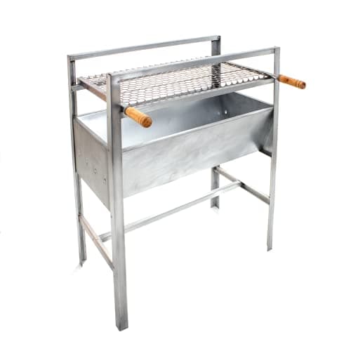 Churrasqueira portátil reforçada de aço galvanizado modelo grande com grelha e alças