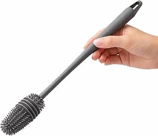 Escova de Limpeza em Silicone com Cabo Longo Anatômico – Para Garrafas, Mamadeiras, Copos, Potes e Taças