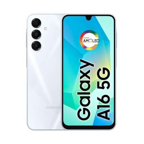 Smartphone Samsung Galaxy A16 5G em cinza com câmera traseira e logotipo