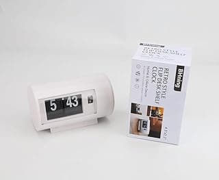 Relógio de mesa retrô branco com display digital de flip automático